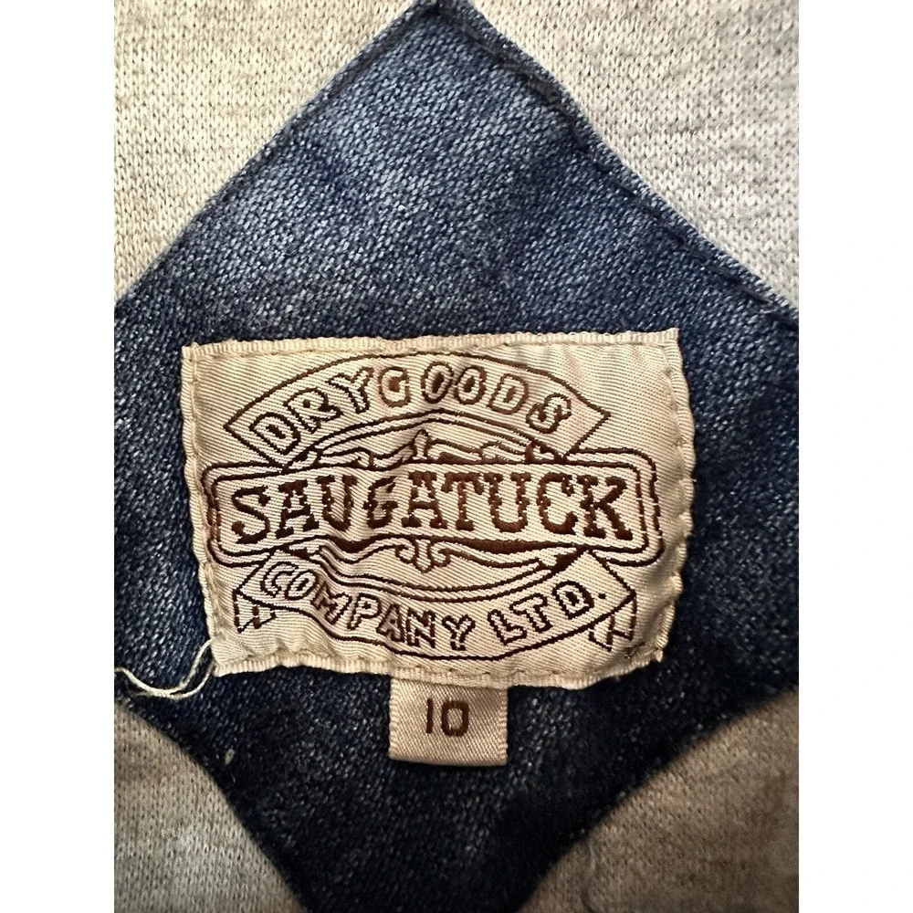 Kid's Saugatuck Denim Jean Jacket Sweatshirt Hooded Sz 10